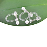 20pcs Clear Resin Spring Pearl Ear Clip DIY Earrings Accessory