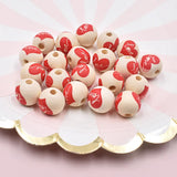 20pcs Romance Heart Wooden Beads for DIY Jewelry Making