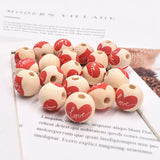 20pcs Romance Heart Wooden Beads for DIY Jewelry Making