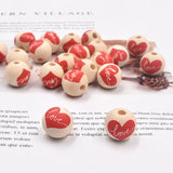 20pcs Romance Heart Wooden Beads for DIY Jewelry Making