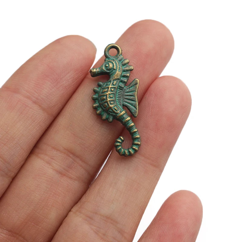 20pcs Hippocampus Seahorse Charm Pendants DIY Jewelry Findings 29x12mm