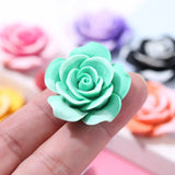 20pcs Luminous Resin Rose Cabochons Flatback Colored Roses Flower Embellishments