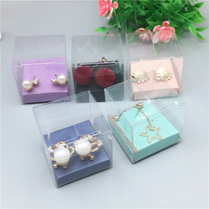 20pcs Waterproof PVC Boxes + 20pcs Earring Card Transparent Jewelry Display Box