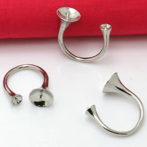 20pcs Double Beads Ring Blank Jewelry with Rhodium Silver Plated