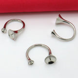 20pcs Double Beads Ring Blank Jewelry with Rhodium Silver Plated