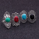 20pcs Vintage Hollow Mix Stone Ancient Silver Ring Lots Jewelry Women Rings
