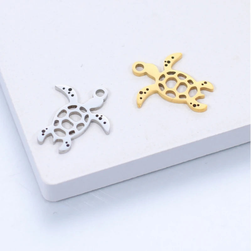 20pcs Stainless Steel Tortoise Charms DIY Anklets Earrings Bracelets