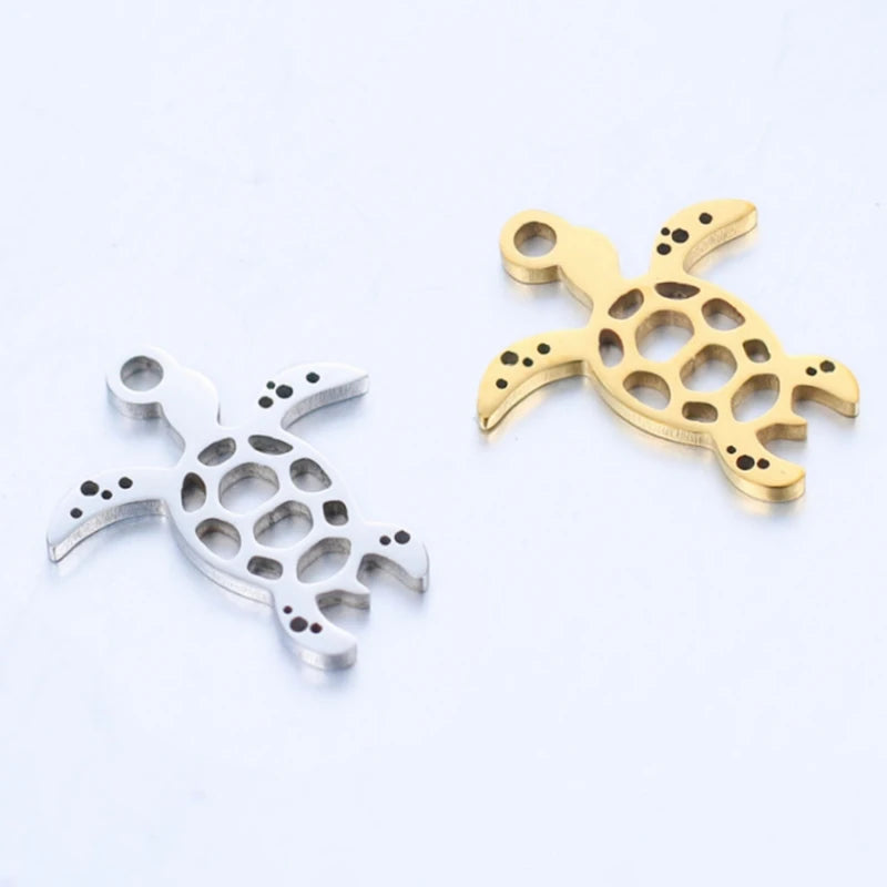 20pcs Stainless Steel Tortoise Charms DIY Anklets Earrings Bracelets
