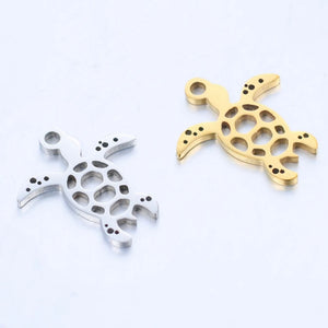 20pcs Stainless Steel Tortoise Charms DIY Anklets Earrings Bracelets