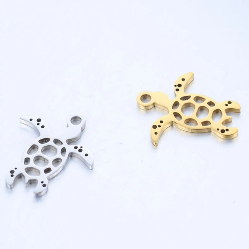 20pcs Stainless Steel Tortoise Charms DIY Anklets Earrings Bracelets