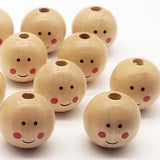 20pcs Smiling Face Head Wooden Bead DIY Jewelry Accessories