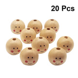 20pcs Smiling Face Head Wooden Bead DIY Jewelry Accessories