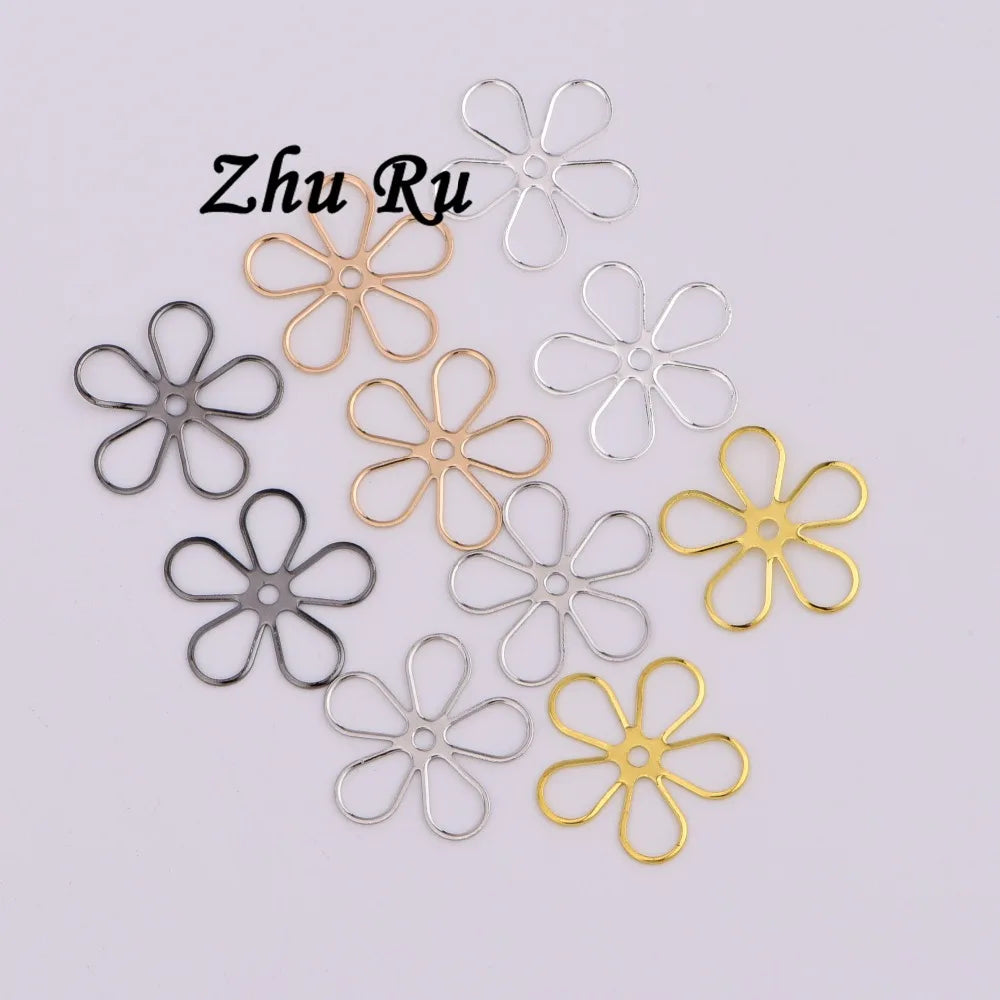 20pcs 19.5mm Charm Plum Petals Flowers Leaves Pendant Vintage DIY Marker