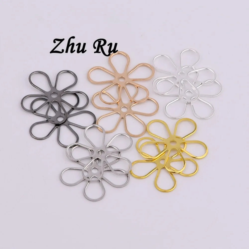 20pcs 19.5mm Charm Plum Petals Flowers Leaves Pendant Vintage DIY Marker