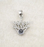 Rhodium Plated 7-Pin Bowling Ball Pendant Jewelry