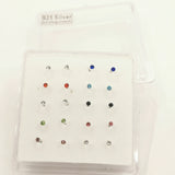 20pcs 925 Silver Nose Ring Crystal Flower Nose Hoop Thin Nose Pie
