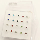 20pcs 925 Silver Nose Ring Crystal Flower Nose Hoop Thin Nose Pie