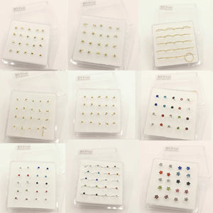 20pcs 925 Silver Nose Ring Crystal Flower Nose Hoop Thin Nose Pie