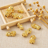 24K Plated Alloy Pixiu Lucky Beads Charms for DIY Jewelry Making
