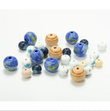 20pcs Celestial Body Flower Earth Round Wooden Beads DIY Home Decoration
