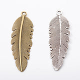 20pcs Vintage Zinc Alloy Feather Pendant Charms for DIY Jewelry Making