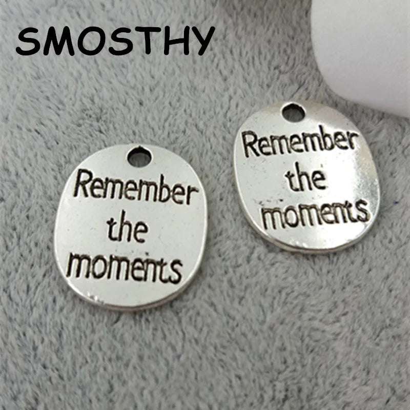 20pcs Oval Remember Moments Charm Pendant for DIY Jewelry