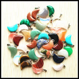 20pcs Natural Stone Crescent Moon Charms Pendants for Jewelry Making