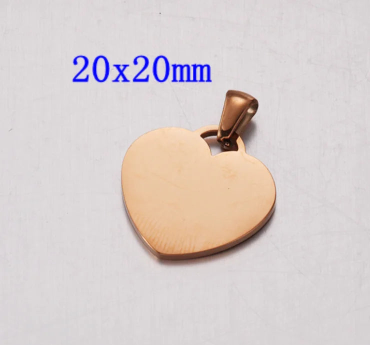 20pcs Stainless Steel Heart Tag Charm Pendant DIY Jewelry Making Charms