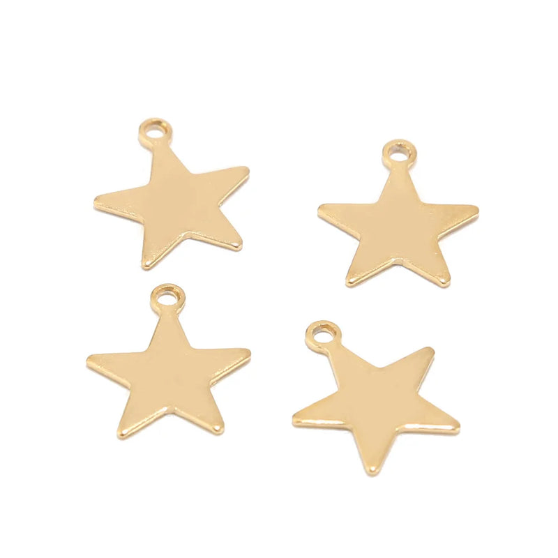 20pcs 12mm Stainless Steel Star Charms Pendants DIY Jewelry Making