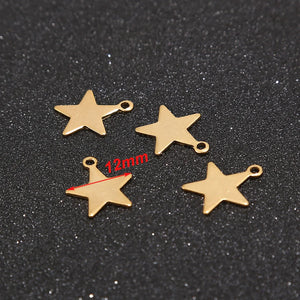 20pcs 12mm Stainless Steel Star Charms Pendants DIY Jewelry Making