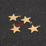 20pcs 12mm Stainless Steel Star Charms Pendants DIY Jewelry Making