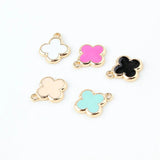 20pcs/lot Lucky Flower Enamel Pendant DIY Necklace Bracelet Charms