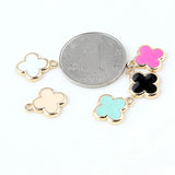 20pcs/lot Lucky Flower Enamel Pendant DIY Necklace Bracelet Charms