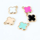 20pcs/lot Lucky Flower Enamel Pendant DIY Necklace Bracelet Charms