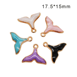 20pcs 13*18mm Alloy Enamel Whale Tail Charms Pendant Jewelry Making Accessories