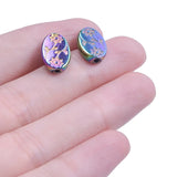 20pcs 13x9mm Flower Pore Beads Rainbow Charms Earring Crafts Findings