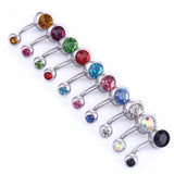 20pcs 15G Titanium Crystal Stone Belly Button Rings Navel Piercing Body Jewelry