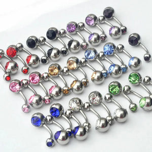 20pcs 15G Titanium Crystal Stone Belly Button Rings Navel Piercing Body Jewelry