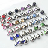 20pcs 15G Titanium Crystal Stone Belly Button Rings Navel Piercing Body Jewelry