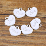 20pcs 15mm Enamel Heart Charms Pendant DIY Jewelry Findings