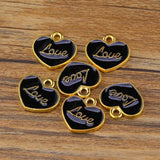 20pcs 15mm Enamel Heart Charms Pendant DIY Jewelry Findings