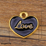 20pcs 15mm Enamel Heart Charms Pendant DIY Jewelry Findings