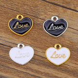 20pcs 15mm Enamel Heart Charms Pendant DIY Jewelry Findings