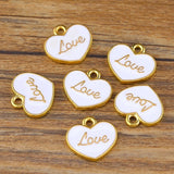 20pcs 15mm Enamel Heart Charms Pendant DIY Jewelry Findings