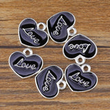 20pcs 15mm Enamel Heart Charms Pendant DIY Jewelry Findings