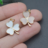 20pcs 16x20mm Enamel Heart Three Petal Flower Charms for DIY Jewelry Making