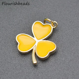 20pcs 16x20mm Enamel Heart Three Petal Flower Charms for DIY Jewelry Making