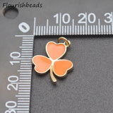 20pcs 16x20mm Enamel Heart Three Petal Flower Charms for DIY Jewelry Making