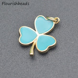 20pcs 16x20mm Enamel Heart Three Petal Flower Charms for DIY Jewelry Making