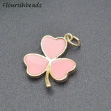 20pcs 16x20mm Enamel Heart Three Petal Flower Charms for DIY Jewelry Making